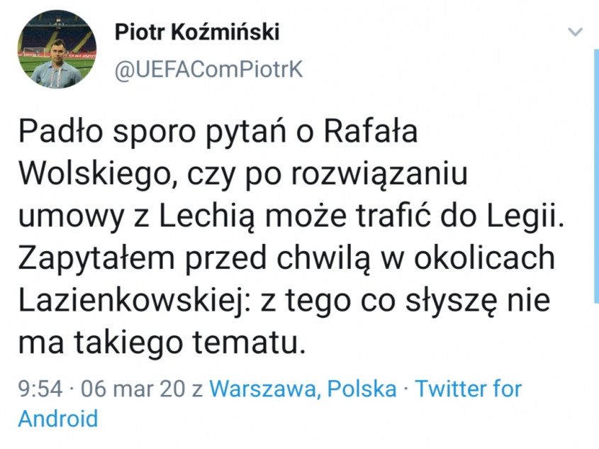 Wolski PONOWNIE w Legii? Piotr Koźmiński to SPRAWDZIŁ